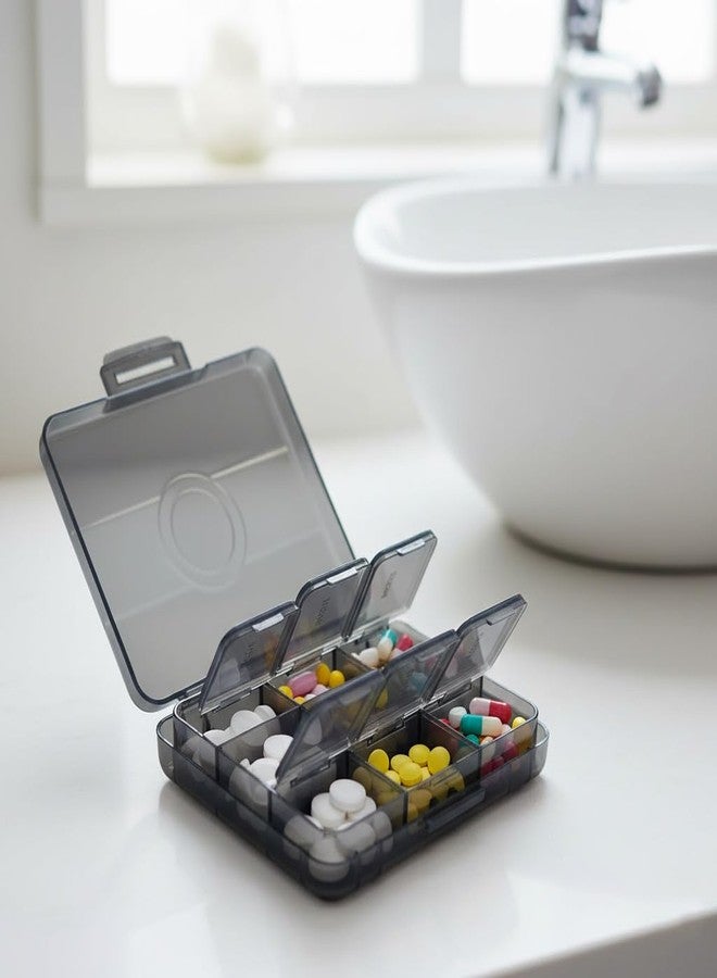 موكا منظم حبوب لمدة 3 أيام، 3 مرات في اليوم، علبة حبوب سفر محمولة مع حجرات كبيرة، مقاومة للرطوبة، تصميم بقفل مزدوج - Image 1